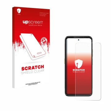 Face avant d’un emballage produit avec le logo de la marque upscreen. À côté, l’appareil Ulefone Armor 23 Ultra est représenté