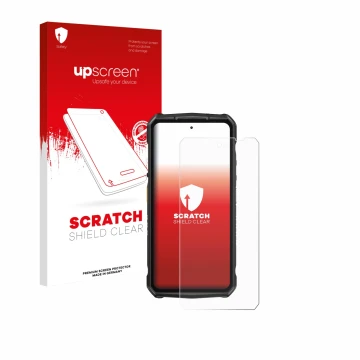 Face avant d’un emballage produit avec le logo de la marque upscreen. À côté, l’appareil Ulefone Armor 29 Ultra est représenté