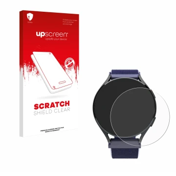 Face avant d’un emballage produit avec le logo de la marque upscreen. À côté, l’appareil Patronus Notfalluhr (41.5 mm) est rep