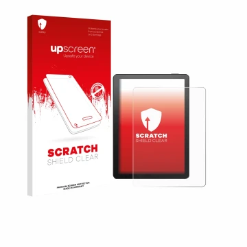 Face avant d’un emballage produit avec le logo de la marque upscreen. À côté, l’appareil Bigme B6 Color est représenté avec la