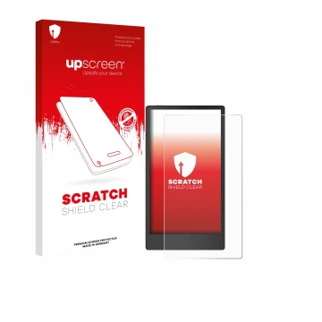 Face avant d’un emballage produit avec le logo de la marque upscreen. À côté, l’appareil reMarkable Paper Pro Move est représe