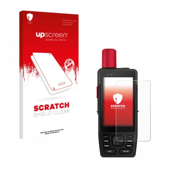 Face avant d’un emballage produit avec le logo de la marque upscreen. À côté, l’appareil Garmin GPSMAP H1i Plus est représenté