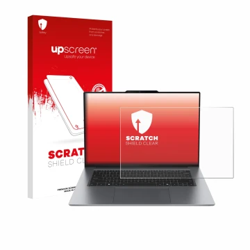 Face avant d’un emballage produit avec le logo de la marque upscreen. À côté, l’appareil Lenovo ThinkPad X9 14 G1 est représen