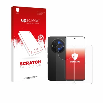 Face avant d’un emballage produit avec le logo de la marque upscreen. À côté, l’appareil TCL NXTPAPER 60 Ultra (Avant+Arrière)