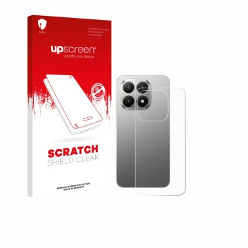 Face avant d’un emballage produit avec le logo de la marque upscreen. À côté, l’appareil Xiaomi 15T (Arrière) est représenté a