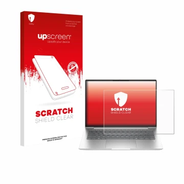 Face avant d’un emballage produit avec le logo de la marque upscreen. À côté, l’appareil HP EliteBook 655 G11 est représenté a