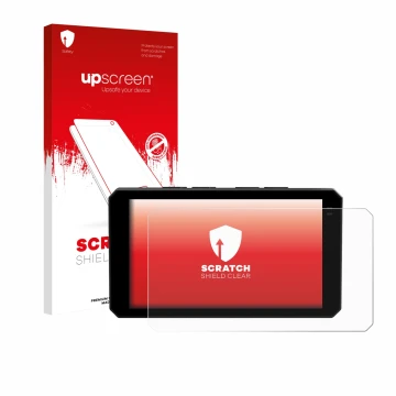 Face avant d’un emballage produit avec le logo de la marque upscreen. À côté, l’appareil Chigee AIO-6 LTE 4G est représenté av