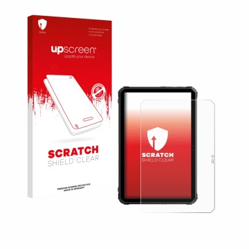 Face avant d’un emballage produit avec le logo de la marque upscreen. À côté, l’appareil Blackview Active 7 est représenté ave