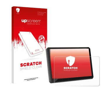 Face avant d’un emballage produit avec le logo de la marque upscreen. À côté, l’appareil Carpuride W502BS Pro 5