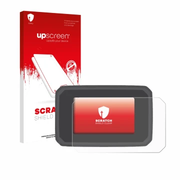 Face avant d’un emballage produit avec le logo de la marque upscreen. À côté, l’appareil Honda Forza 750 2025 est représenté a