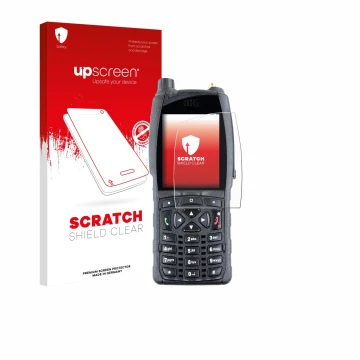 Face avant d’un emballage produit avec le logo de la marque upscreen. À côté, l’appareil Sepura SC2020 est représenté avec la 