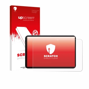 Face avant d’un emballage produit avec le logo de la marque upscreen. À côté, l’appareil Tabwee T60 PRO 13.4