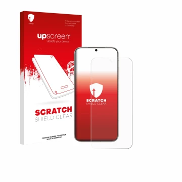 Face avant d’un emballage produit avec le logo de la marque upscreen. À côté, l’appareil Honor Magic 8 est représenté avec la 