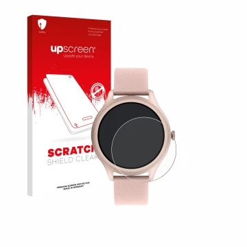 Face avant d’un emballage produit avec le logo de la marque upscreen. À côté, l’appareil Reflex Active Spectra 300 R AMOLED 1.