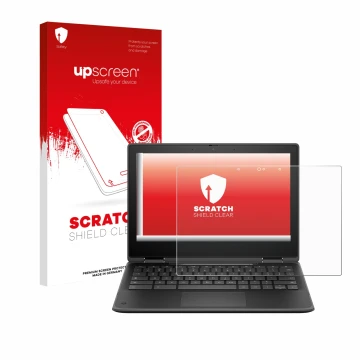Face avant d’un emballage produit avec le logo de la marque upscreen. À côté, l’appareil HP Fortis Flip G1i 11