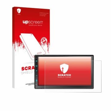 Face avant d’un emballage produit avec le logo de la marque upscreen. À côté, l’appareil Atoto F7 WE F7G2B7WE 7