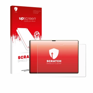 Face avant d’un emballage produit avec le logo de la marque upscreen. À côté, l’appareil Huawei MatePad Pro 13.2