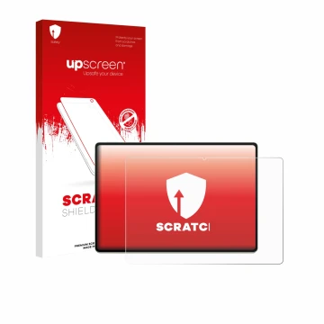 Face avant d’un emballage produit avec le logo de la marque upscreen. À côté, l’appareil Huawei MatePad 12 X 2025 est représen