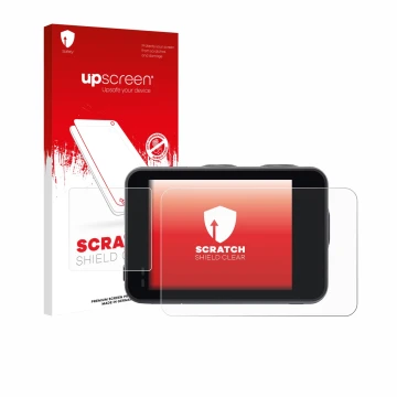 Face avant d’un emballage produit avec le logo de la marque upscreen. À côté, l’appareil Akaso Brave 7 est représenté avec la 
