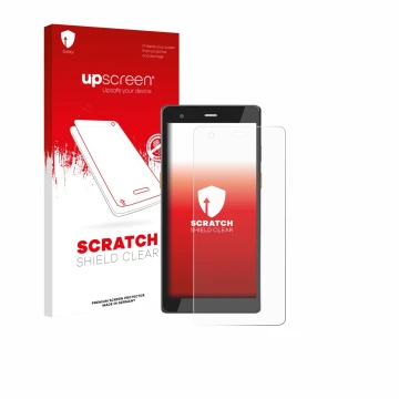 Face avant d’un emballage produit avec le logo de la marque upscreen. À côté, l’appareil Scorpion 6X V2 est représenté avec la