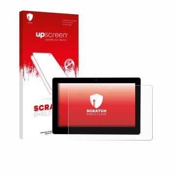 Face avant d’un emballage produit avec le logo de la marque upscreen. À côté, l’appareil Victron Energy GX Touch 70 Flush est 
