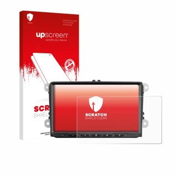 Face avant d’un emballage produit avec le logo de la marque upscreen. À côté, l’appareil Zenec Z-E2065 est représenté avec la 