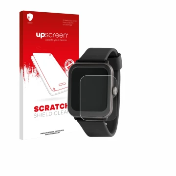 Face avant d’un emballage produit avec le logo de la marque upscreen. À côté, l’appareil Sector Smartwatch S-08 est représenté