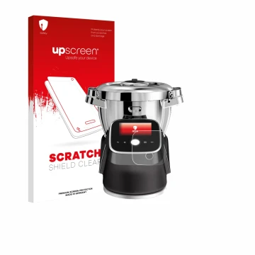 Face avant d’un emballage produit avec le logo de la marque upscreen. À côté, l’appareil Moulinex i-Companion Touch Pro est re