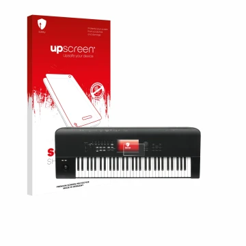 Face avant d’un emballage produit avec le logo de la marque upscreen. À côté, l’appareil KORG Nautilus 61 est représenté avec 