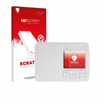 Face avant d’un emballage produit avec le logo de la marque upscreen. À côté, l’appareil Canon Selphy CP1500 Mini est représen