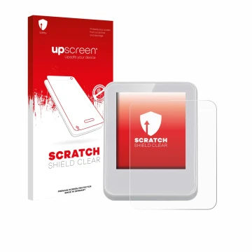 Face avant d’un emballage produit avec le logo de la marque upscreen. À côté, l’appareil Bresser ClimaTemp Thermomètre d'ambia