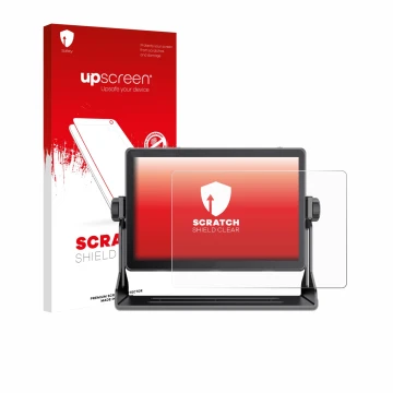 Face avant d’un emballage produit avec le logo de la marque upscreen. À côté, l’appareil Feelworld LUT 11H 10.1