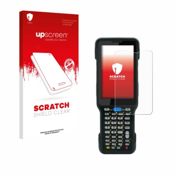 Face avant d’un emballage produit avec le logo de la marque upscreen. À côté, l’appareil Unitech HT730 est représenté avec la 