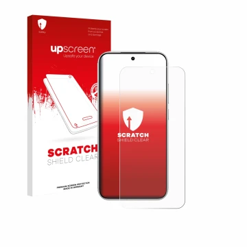 Face avant d’un emballage produit avec le logo de la marque upscreen. À côté, l’appareil Xiaomi Poco F8 Pro 5G est représenté 