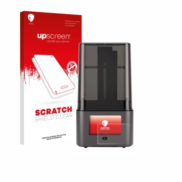 Face avant d’un emballage produit avec le logo de la marque upscreen. À côté, l’appareil Anycubic Photon Mono 4 Ultra est repr