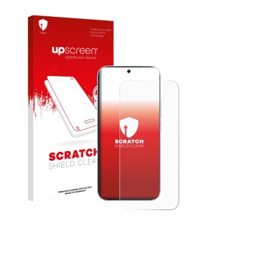 Face avant d’un emballage produit avec le logo de la marque upscreen. À côté, l’appareil Vivo S50 est représenté avec la prote
