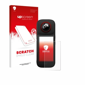 Face avant d’un emballage produit avec le logo de la marque upscreen. À côté, l’appareil Labpano PanoX V3 360° est représenté 