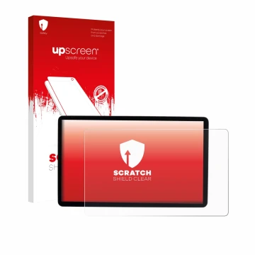 Face avant d’un emballage produit avec le logo de la marque upscreen. À côté, l’appareil MG S5 EV ZS3E 2025-2026 12.8
