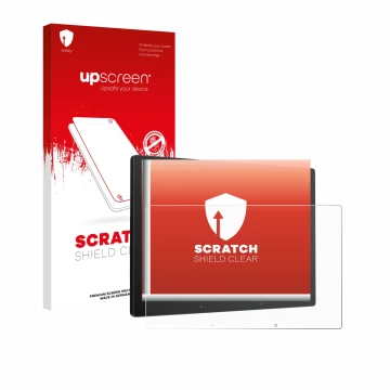 Face avant d’un emballage produit avec le logo de la marque upscreen. À côté, l’appareil Atoto X10 10