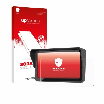 Face avant d’un emballage produit avec le logo de la marque upscreen. À côté, l’appareil Carpuride W602BS est représenté avec 