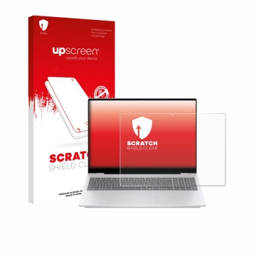 Face avant d’un emballage produit avec le logo de la marque upscreen. À côté, l’appareil HP OmniBook 7 AI 16-ay0775ng est repr
