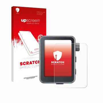 Face avant d’un emballage produit avec le logo de la marque upscreen. À côté, l’appareil Godox X3 Pro est représenté avec la p