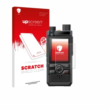 Face avant d’un emballage produit avec le logo de la marque upscreen. À côté, l’appareil Hytera P50 Pro est représenté avec la