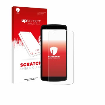 Face avant d’un emballage produit avec le logo de la marque upscreen. À côté, l’appareil Zebra TC22R est représenté avec la pr