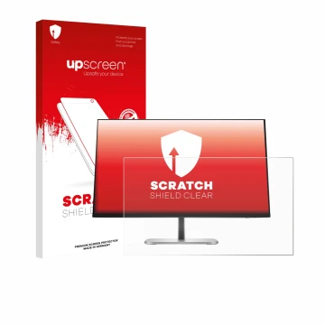 Face avant d’un emballage produit avec le logo de la marque upscreen. À côté, l’appareil HP Serie 5 Pro 524pf est représenté a