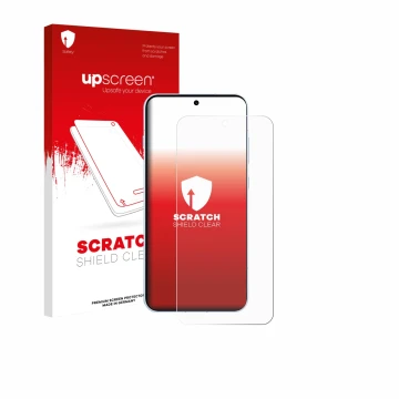 Face avant d’un emballage produit avec le logo de la marque upscreen. À côté, l’appareil Oppo Find X8s est représenté avec la 