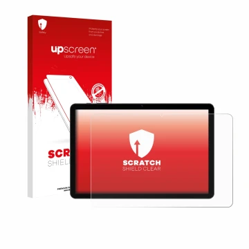 Face avant d’un emballage produit avec le logo de la marque upscreen. À côté, l’appareil Doogee Tab G5 est représenté avec la 