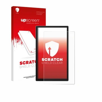 Face avant d’un emballage produit avec le logo de la marque upscreen. À côté, l’appareil Sunmi Flex 3 22