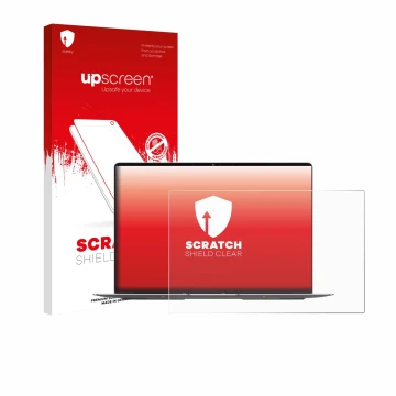 Face avant d’un emballage produit avec le logo de la marque upscreen. À côté, l’appareil Geekom GeekBook X14 Pro est représent