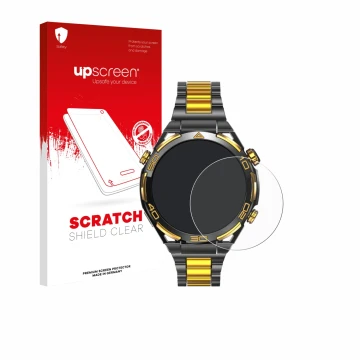 Face avant d’un emballage produit avec le logo de la marque upscreen. À côté, l’appareil Blackview W90 Pro est représenté avec